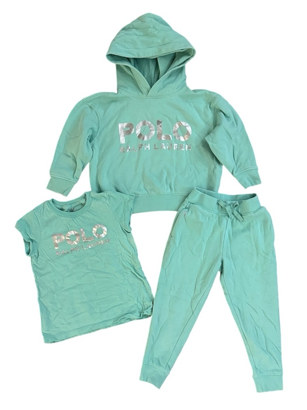 Polo by Ralph Lauren Girl’s Mint Green Hoodie, Tee and Jogger Set